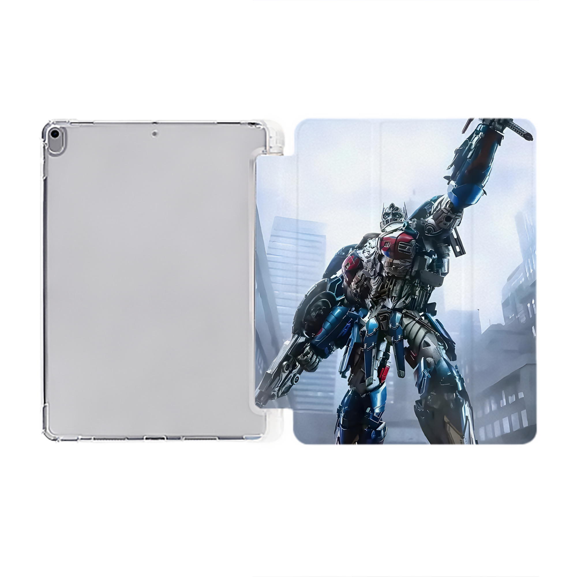 （画像用） Transformers トランスフォーマー IPad ケース ペン収納付き 三つ折りスタンド PUレザー×シリコン 対応機種9.5/10.5/10.9インチ